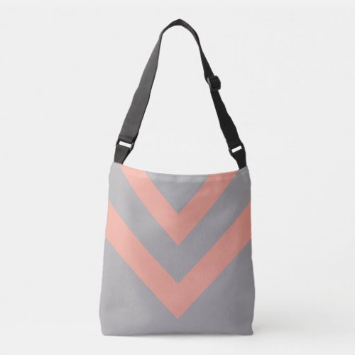 Modern Geometric Shape in Gray  Pink Crossbody Bag