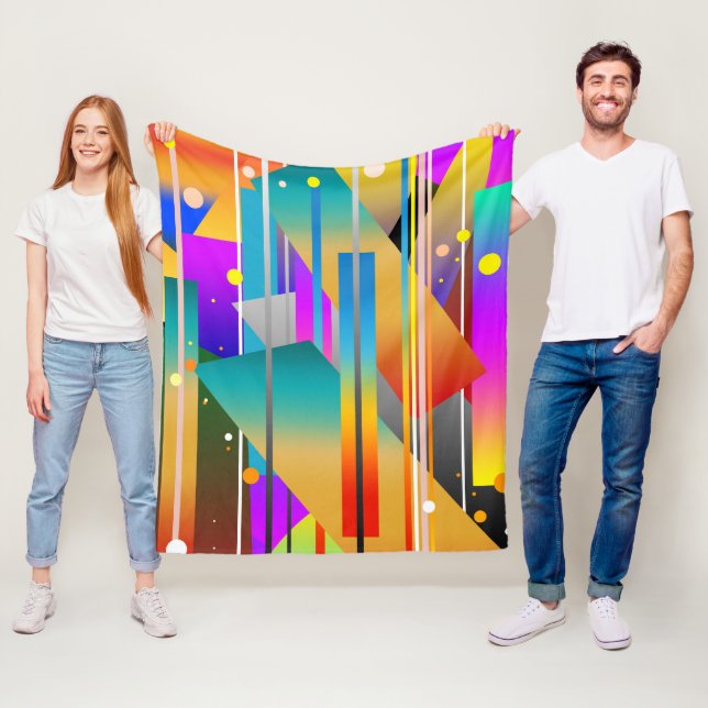 Modern Geometric Shapes Abstract Pattern  Fleece Blanket (In Situ)