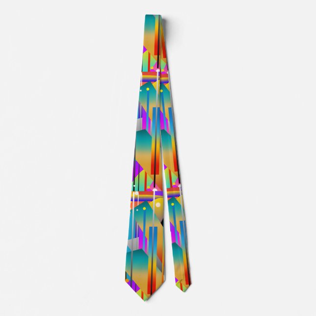 Modern Geometric Shapes Abstract Pattern  Neck Tie (Front)