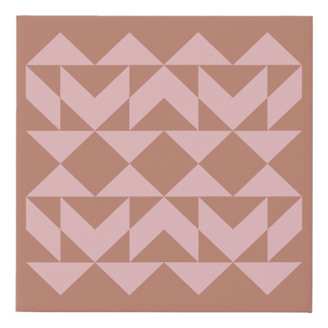Modern Geometric Shapes Art | Blush and Terracotta Faux Canvas Print (Front)