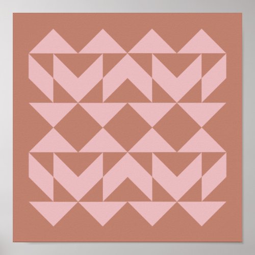 Modern Geometric Shapes Art  Blush and Terracotta Poster