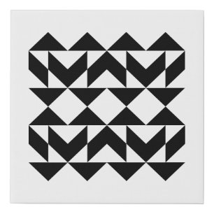 Modern Geometric Shapes Art in Black and White  Faux Canvas Print