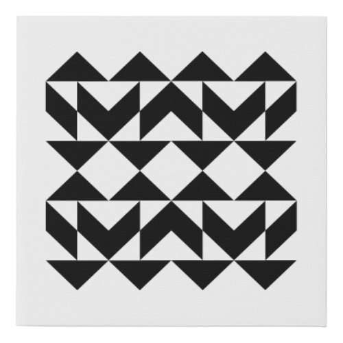 Modern Geometric Shapes Art in Black and White  Faux Canvas Print