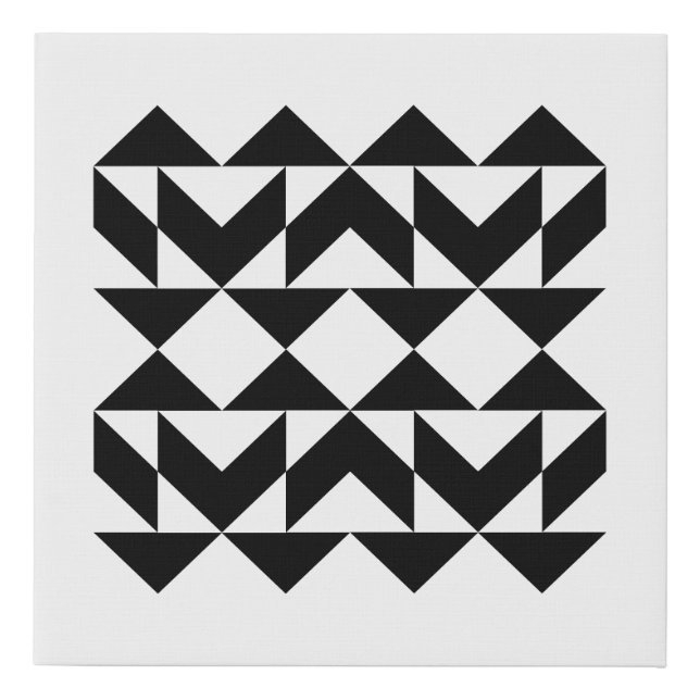 Modern Geometric Shapes Art in Black and White  Faux Canvas Print (Front)