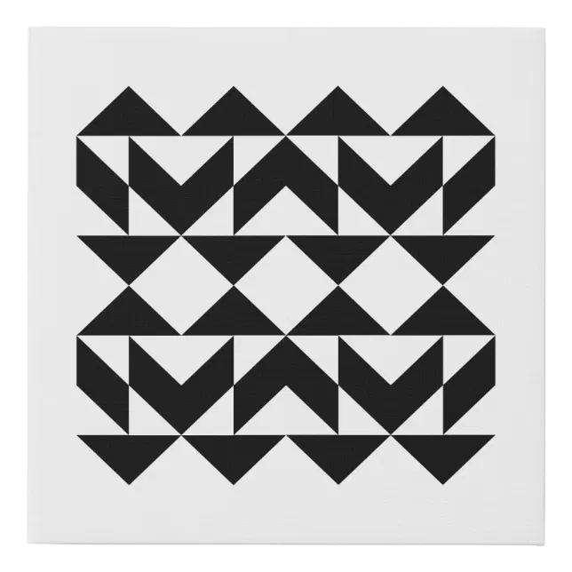 Modern Geometric Shapes Art in Black and White Faux Canvas Print | Zazzle