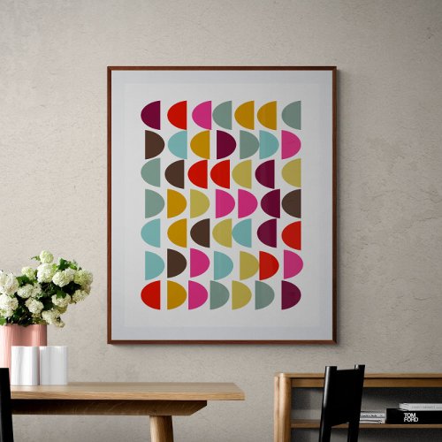 Modern Geometric Shapes Art in Earthy Autumn  Poster