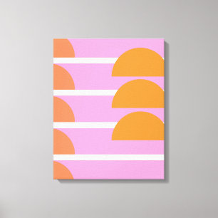 Modern Geometric Shapes Art Pink and Orange Canvas Print
