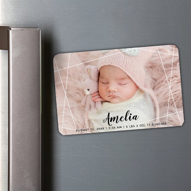 Modern Geometric Shapes Birth Announcement Magnet (Modern Geometric Shapes Birth Announcement Magnet)