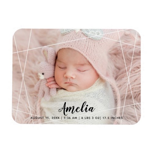 Modern Geometric Shapes Birth Announcement Magnet