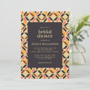 Modern Geometric Shapes Black Yellow Bridal Shower Invitation