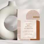 Modern Geometric Shapes Line Terracotta Birthday  Invitation<br><div class="desc">Contemporary Geometric Shapes and Lines in Terracotta 40th Birthday Party Celebration Invitation</div>