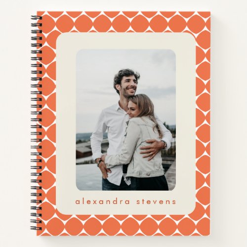 Modern Geometric Shapes Orange Personalized Photo Notebook