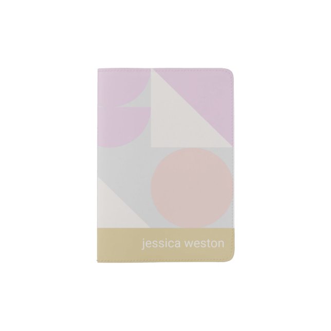 Modern Geometric Shapes Pastel Personalized Passport Holder (Front)