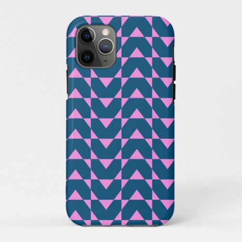 Modern Geometric Shapes Pattern in Blue and Pink iPhone 11 Pro Case