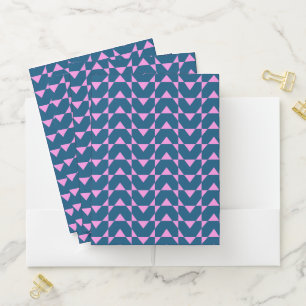Modern Geometric Shapes Pattern in Blue and Pink Pocket Folder