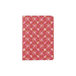Modern Geometric Shapes Pattern in Bright Red Passport Holder