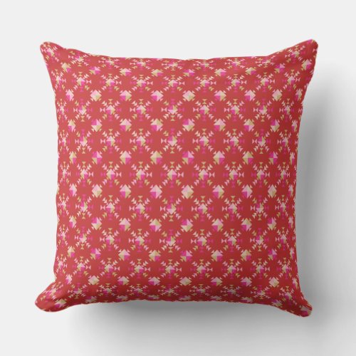 Modern Geometric Shapes Pattern in Bright Red Throw Pillow