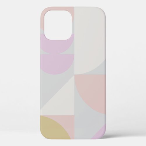 Modern Geometric Shapes Pattern in Winter Pastels iPhone 12 Case