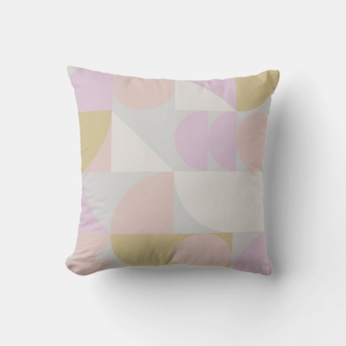 Modern Geometric Shapes Pattern in Winter Pastels Throw Pillow