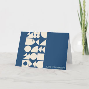 Modern Geometric Shapes Personalized Bold Blue Card