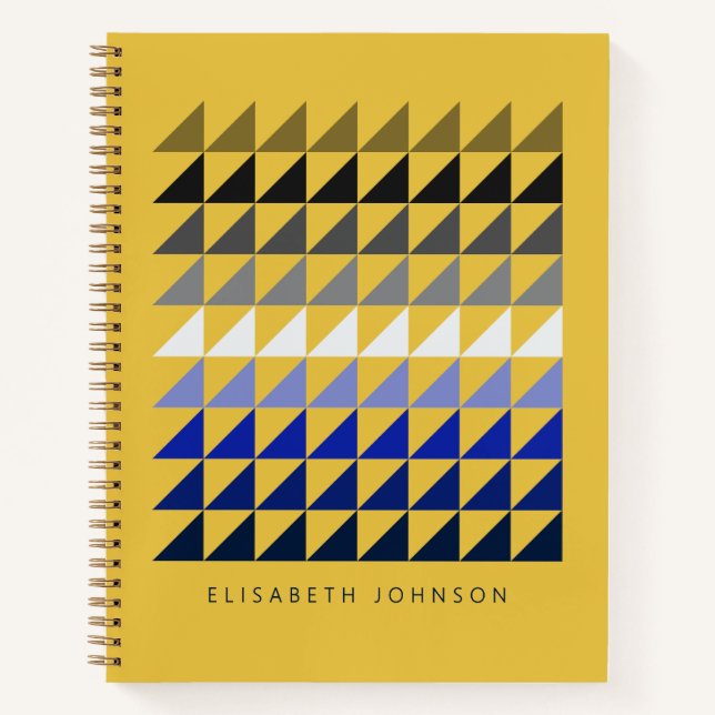 Modern Geometric Shapes Personalized Yellow Notebook (Front)