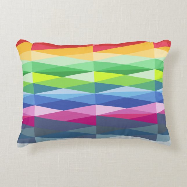 Modern Geometric Shapes Rainbow Pattern Accent Pillow (Front)