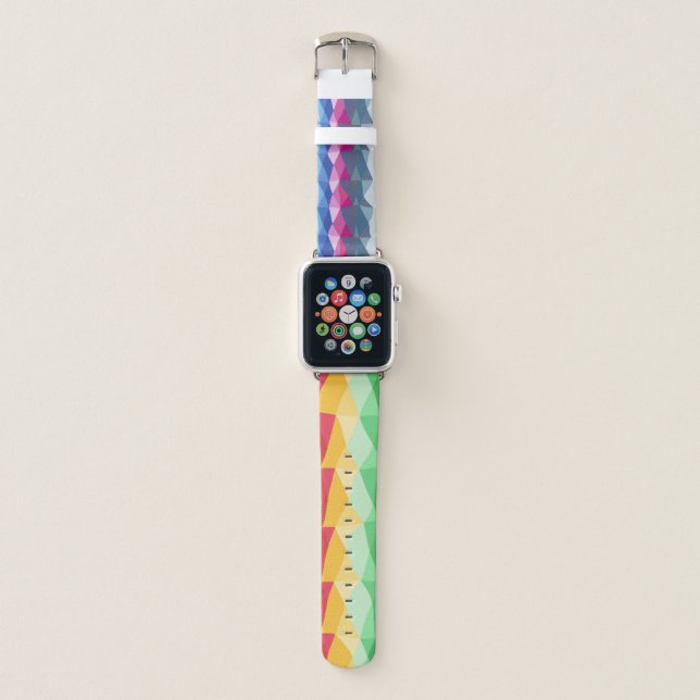 Modern Geometric Shapes Rainbow Pattern Apple Watch Band (Front)