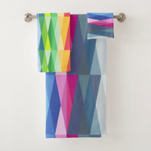 Modern Geometric Shapes Rainbow Pattern Bath Towel Set