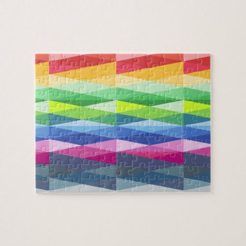 Modern Geometric Shapes Rainbow Pattern Jigsaw Puzzle
