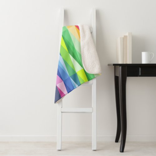 Modern Geometric Shapes Rainbow Pattern Sherpa Blanket