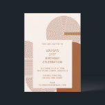 Modern Geometric Shapes Terracotta 21st Birthday Invitation<br><div class="desc">This birthday party invitation features a warm terracotta and cream geometric design with bold concentric arch and circle shapes framing the event details in the center. It's modern and earthy — a great fit for a 21st birthday, milestone dinner, or any celebration with a boho, retro-inspired vibe. All names, date,...</div>