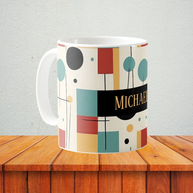 Modern Geometric Shapes With Name Coffee Mug (Creator Uploaded)