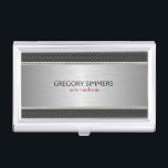 Modern geometric Silver Gray Metallic Design Business Card Case<br><div class="desc">Elegant modern geometric silver gray metallic texture look with dark gray decorative stripes.  Matching business card available</div>