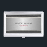 Modern geometric Silver Gray Metallic Design Business Card Case<br><div class="desc">Elegant modern geometric silver gray metallic texture look with dark gray decorative stripes.  Matching business card available</div>