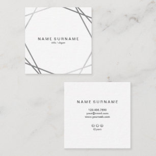 Modern Geometric Silver Square Business Card