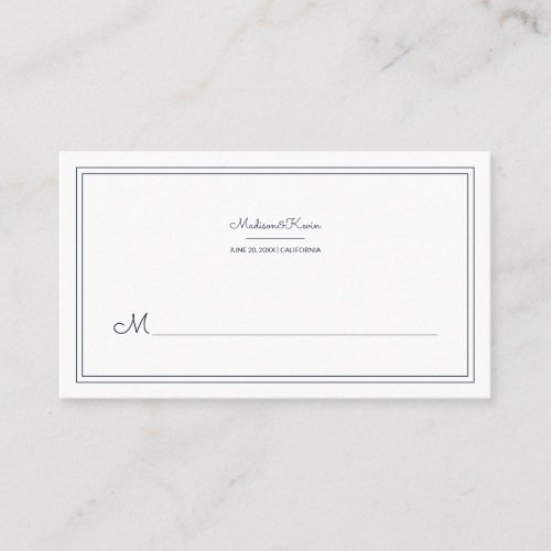 Modern Geometric  Simple Blue Wedding Place Card