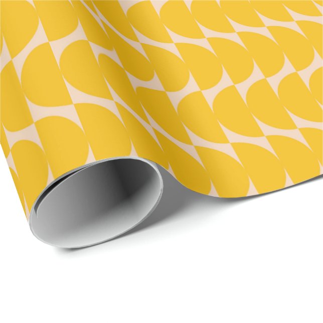 Modern Geometric Simple Shapes Pattern Yellow Wrapping Paper (Roll Corner)