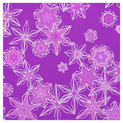 Modern Geometric Snowflakes Amethyst Purple Fabric