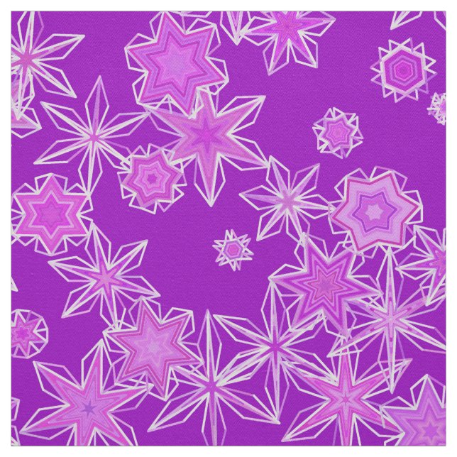 Modern Geometric Snowflakes, Amethyst Purple Fabric (Swatch)