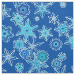 Modern Geometric Snowflakes, Sapphire Blue Fabric