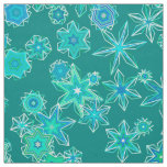 Modern Geometric Snowflakes, Turquoise and Aqua Fabric