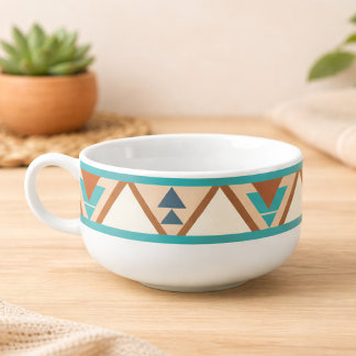 Modern Geometric Southwest Style Ceramic Pet Bowl