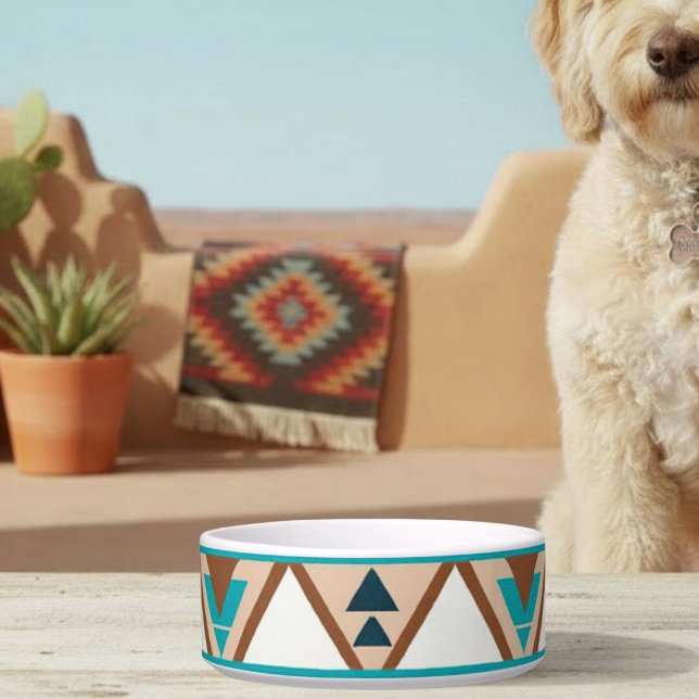 Modern Geometric Southwest Style Ceramic Pet Bowl (Creator Uploaded)