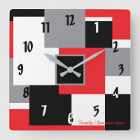 Modern Geometric Square Shapes Red Black White