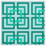 Modern Geometric Squares, Aqua and Turquoise Fabric
