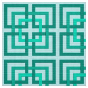 Modern Geometric Squares, Aqua and Turquoise Fabric