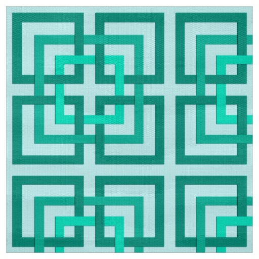 Modern Geometric Squares, Aqua and Turquoise Fabric