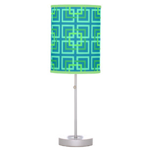 Modern Geometric Squares, Aqua, Teal, Lime Green Table Lamp