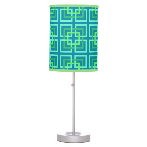 Modern Geometric Squares Aqua Teal Lime Green Table Lamp