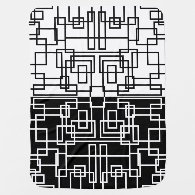 Modern Geometric Squares BW Mix Receiving Blanket (Front)